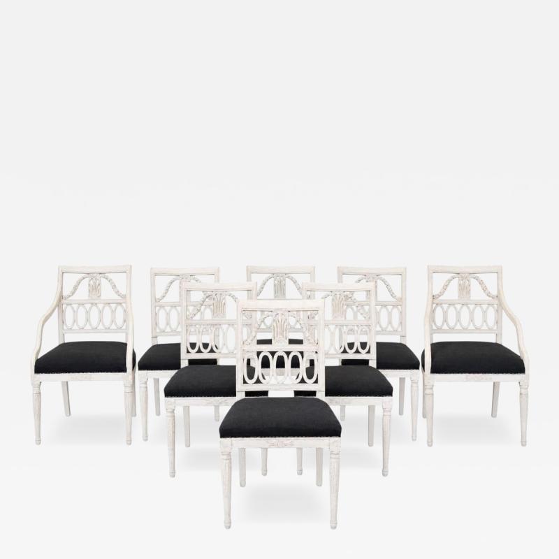 Swedish Neoclassical Painted Dining Chairs Set of Eight circa 1900