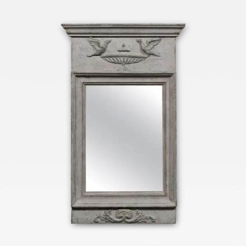 Swedish Neoclassical Style 19th Century Mirror with Doves Perched on an Urn
