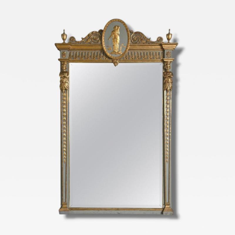 Swedish Paint Decorated Parcel Gilt Large Wall Mirror France 19th c 