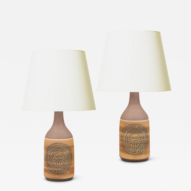 Swedish Pair Table Lamps with Faux Bois Decoration