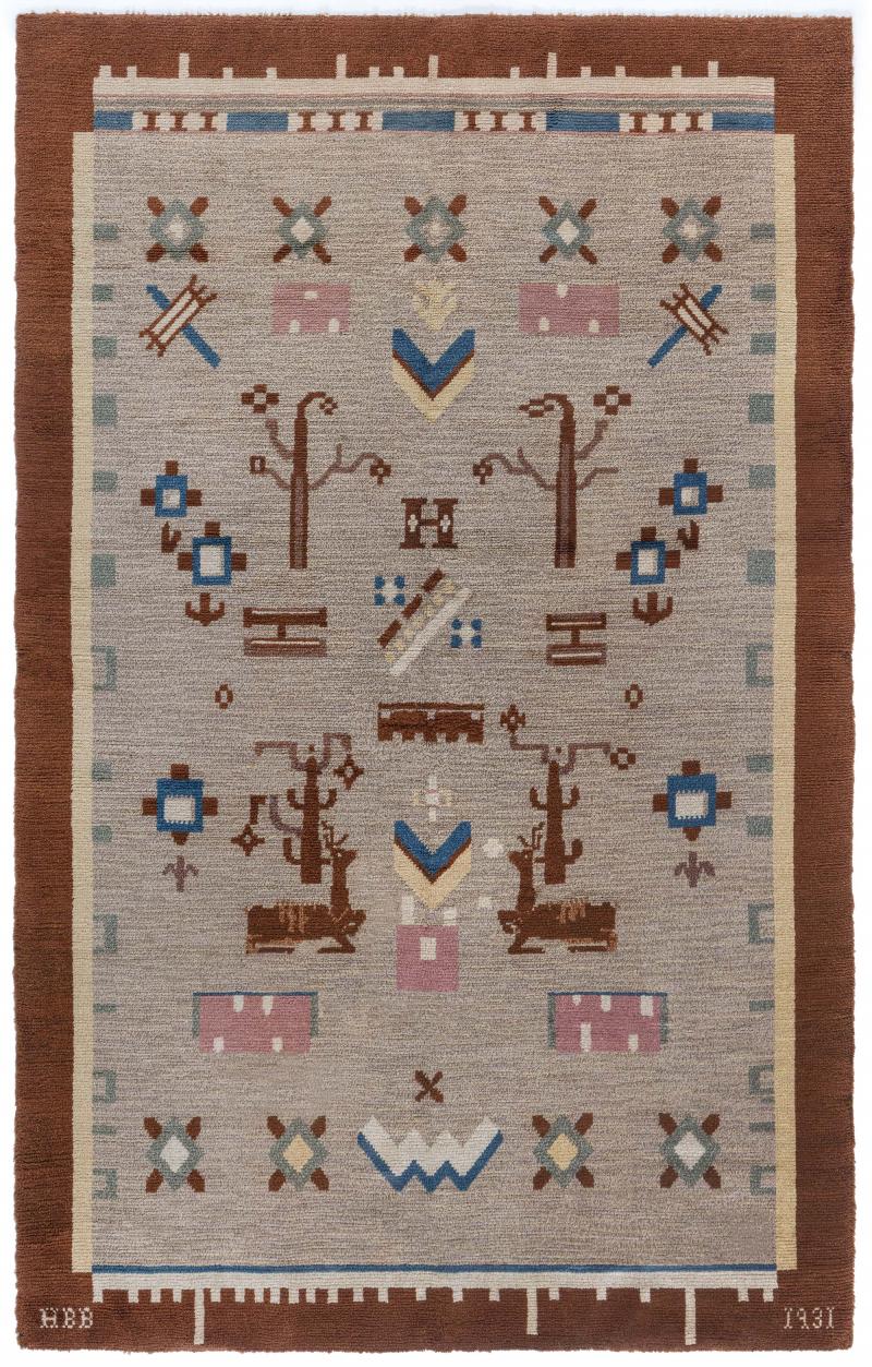 Swedish Pile Rug Sign Initials HBB 