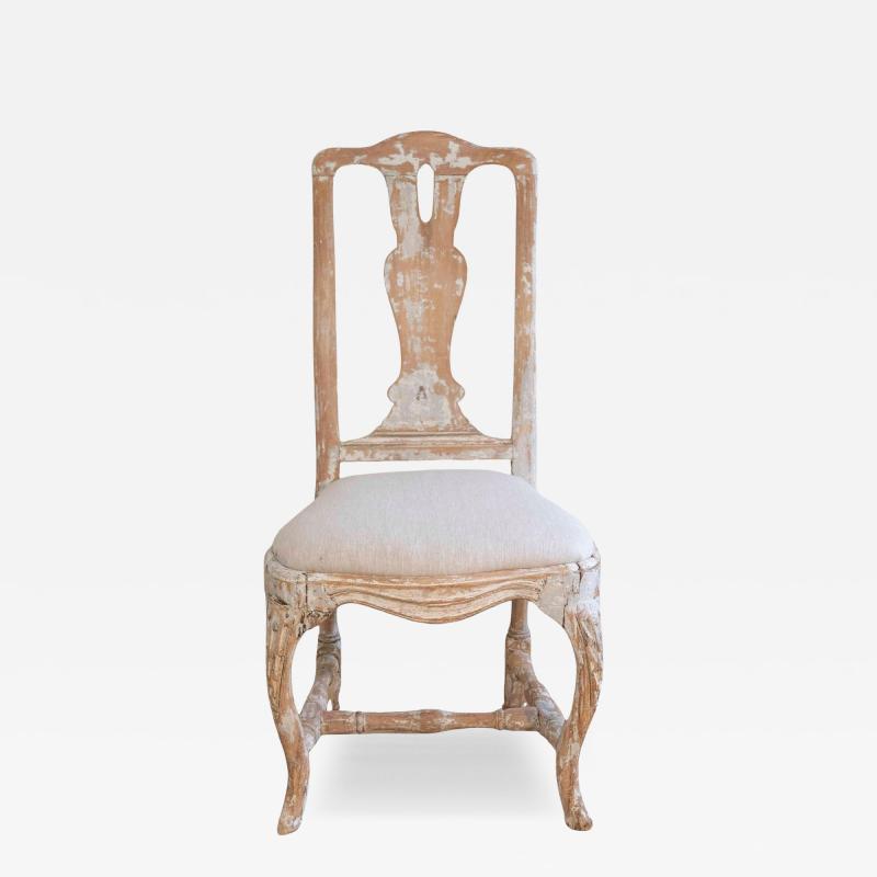 Swedish Rococo Chair from Stockholm with Scraped Original Paint Circa 1760