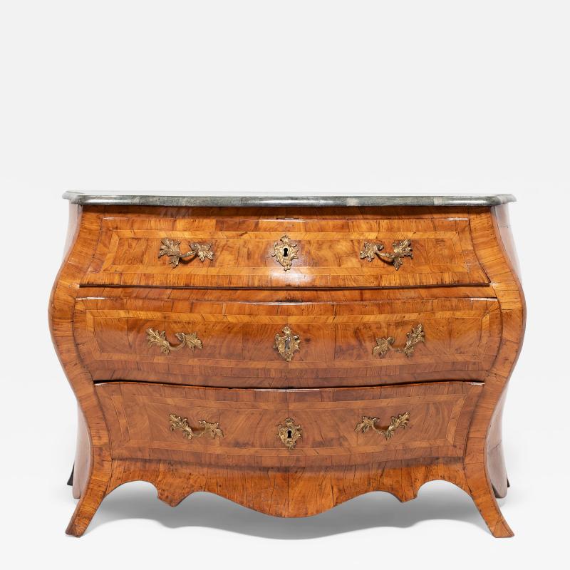 Swedish Rococo Parquetry Bombe Commode