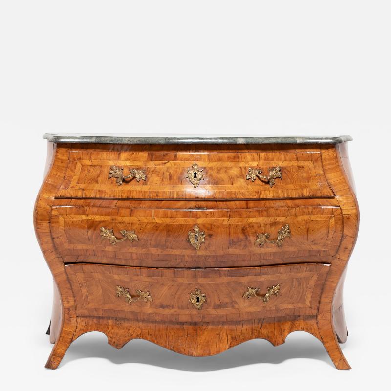 Swedish Rococo Parquetry Bombe Commode