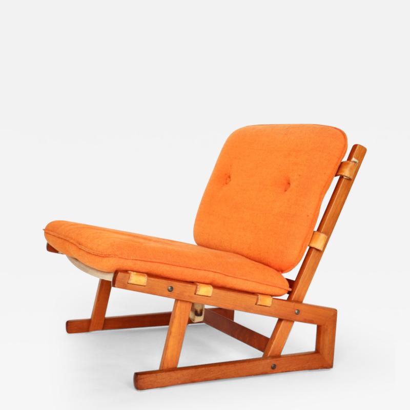 Swedish Teak Easy Chair with Leather Straps