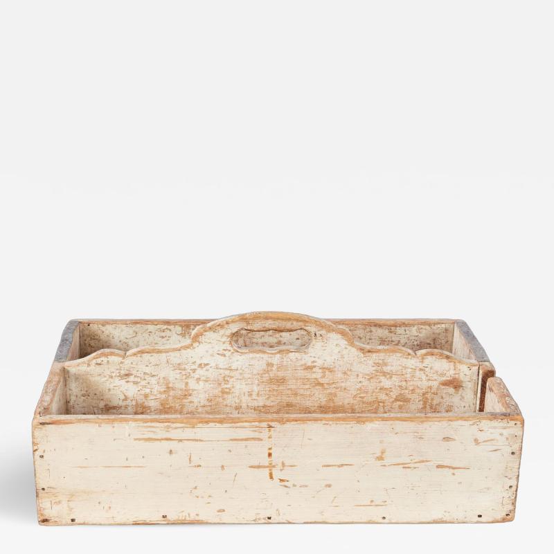 Swedish White Painted Cutlery Tray