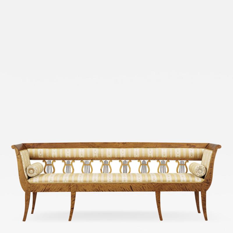 Swedish late Empire birch sofa mid 1800s