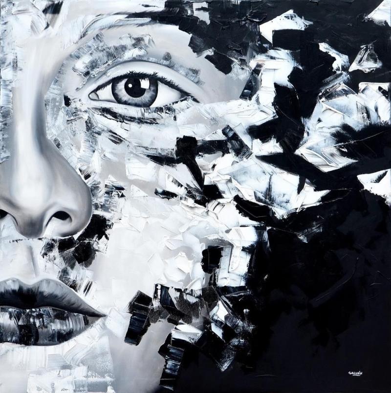 Swept Away Monochromatic painting of Face by Galvan