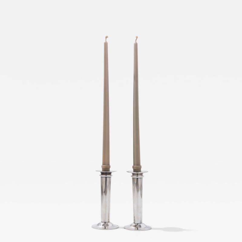 Swid Powell Pair of Swid Powell Silver Plate Postmodern Candlesticks