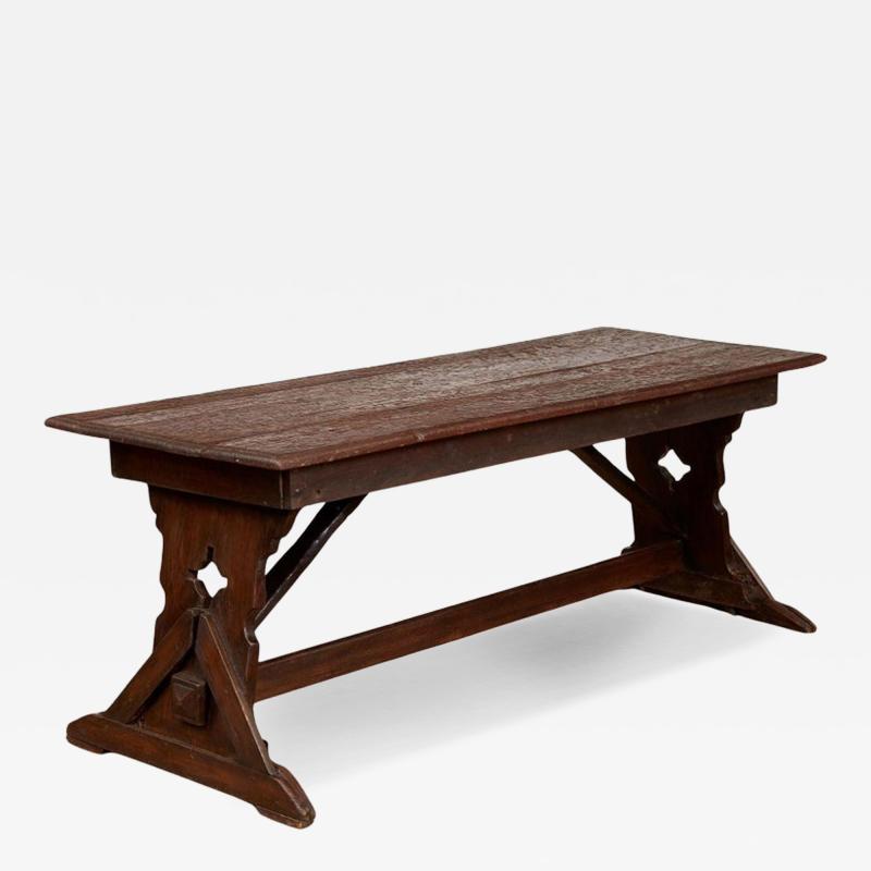 Swiss Trestle Table with Graffiti Carvings