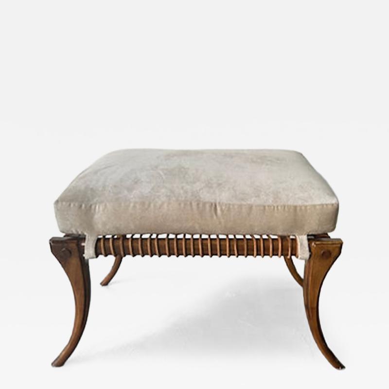 T H Robsjohn Gibbings An American Modern Walnut and Leather Bench style of T H Robsjohn Gibbings