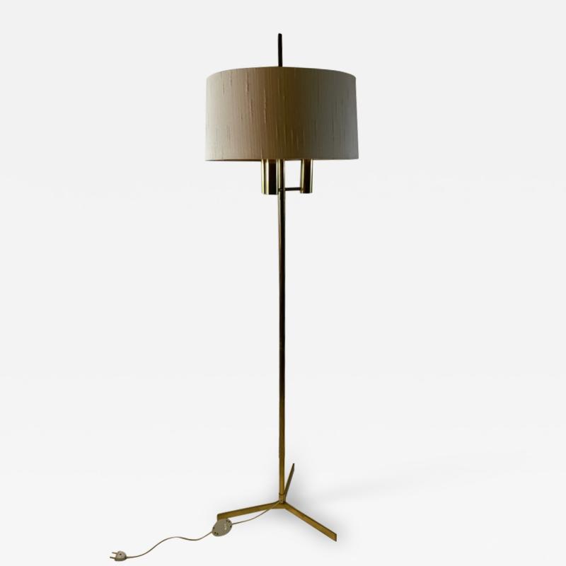 T H Robsjohn Gibbings MODERNIST BRASS TRIPOD BASE FLOOR LAMP ATTRIBUTED TO T H ROBSJOHN GIBBINGS