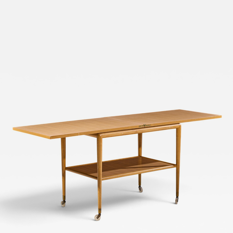 T H Robsjohn Gibbings Robsjohn Gibbings for Widdicomb Mid Century Expandable Flip Top Bar Cart