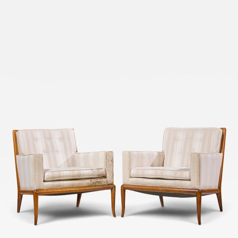 T H Robsjohn Gibbings Robsjohn Gibbings for Widdicomb Sabre Leg Lounge Chairs Pair