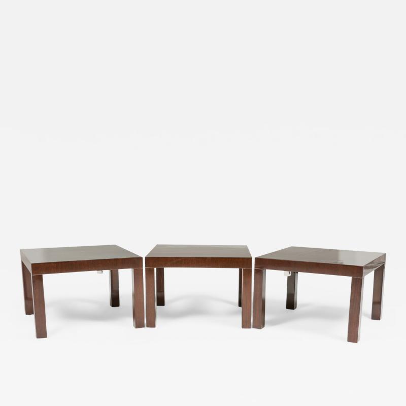 T H Robsjohn Gibbings Set Of 3 Th Robsjohn Gibbings American Walnut Parsons Design End Side Tables