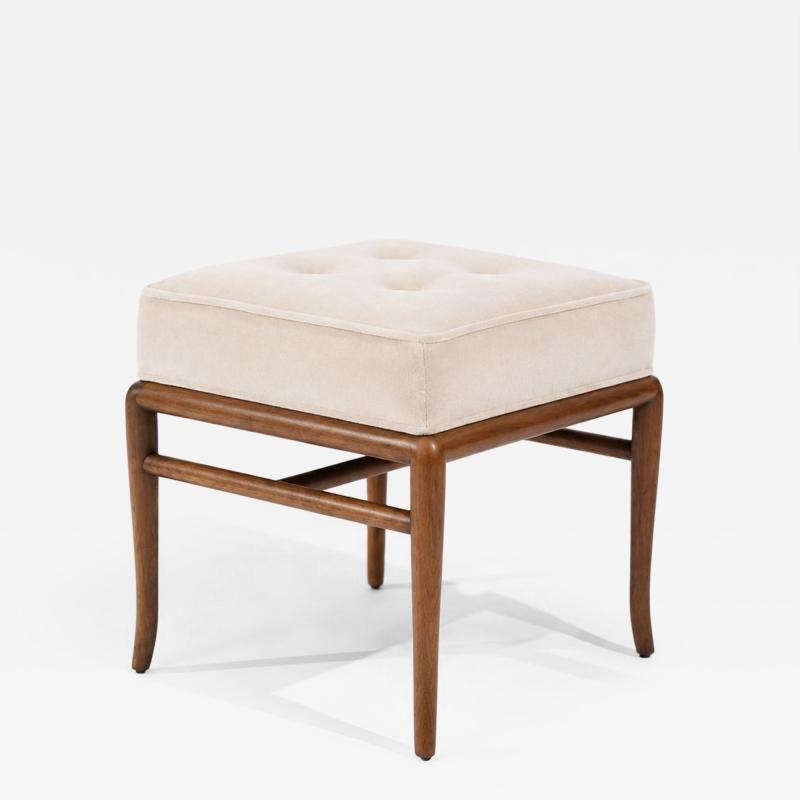 T H Robsjohn Gibbings Stools by T H Robsjohn Gibbings in Walnut and Velvet C 1950s