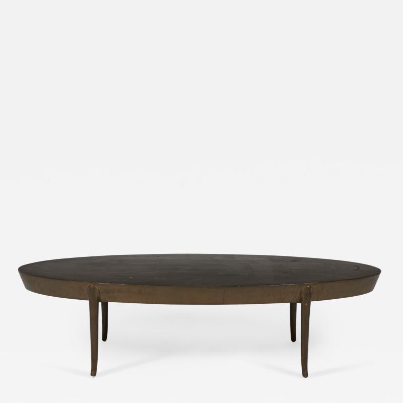 T H Robsjohn Gibbings T H Robsjohn Gibbings American Mid Century Oval Wooden Cocktail Coffee Table