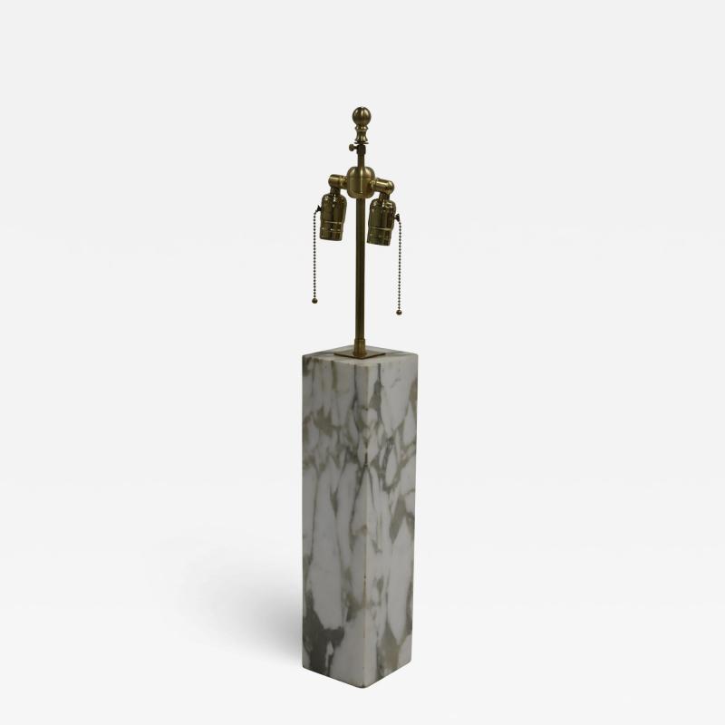 T H Robsjohn Gibbings T H Robsjohn Gibbings Carrara Marble Large Table Lamp With Brass Hardware