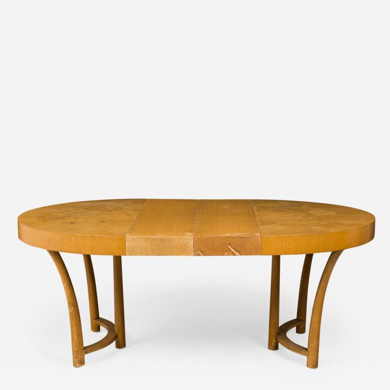 T H Robsjohn Gibbings T H Robsjohn Gibbings Circular Bleached Walnut Dining Table with Leaves