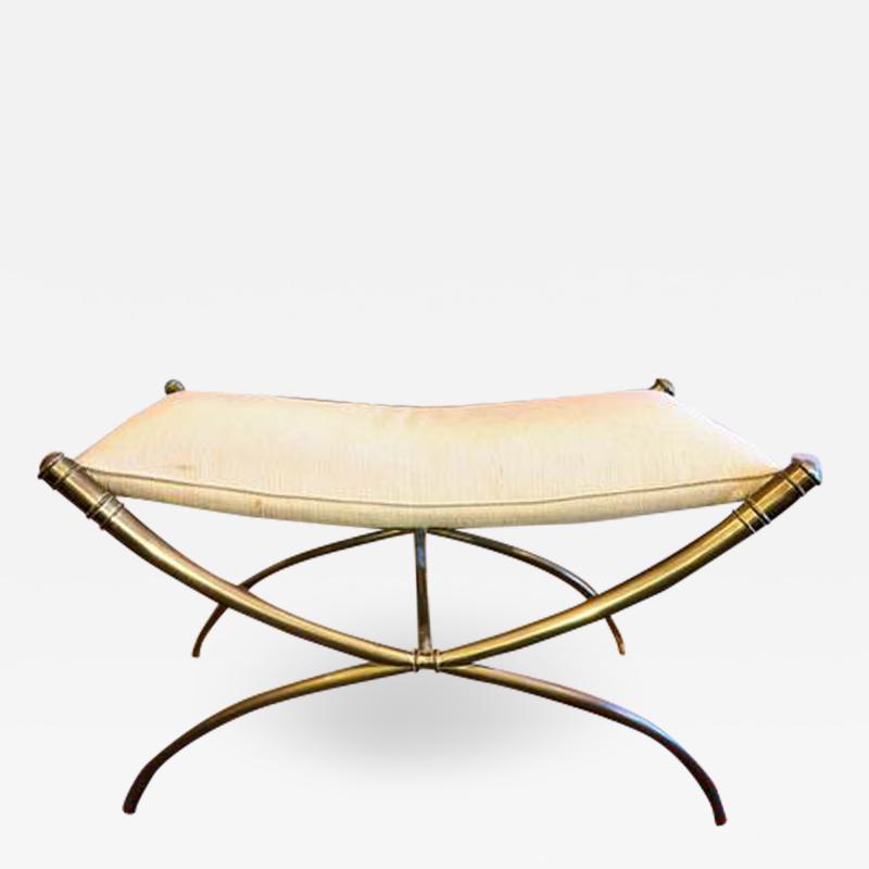 T H Robsjohn Gibbings T H Robsjohn Gibbings Custom Brass Curule Bench for the Kandell Residence