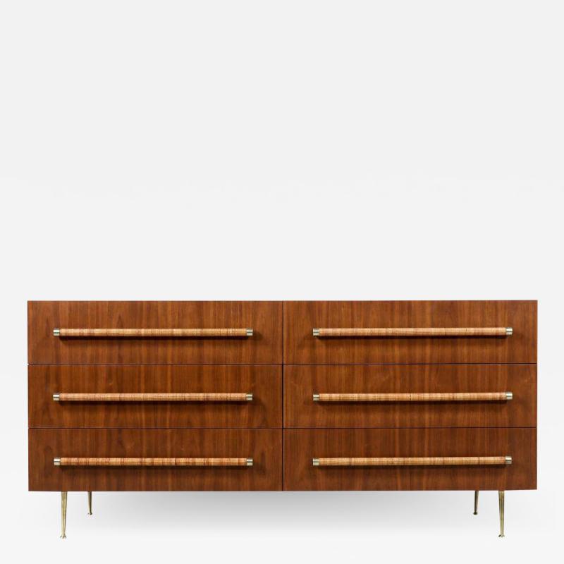 T H Robsjohn Gibbings T H Robsjohn Gibbings Dresser with Brass Cane Accents for Widdicomb