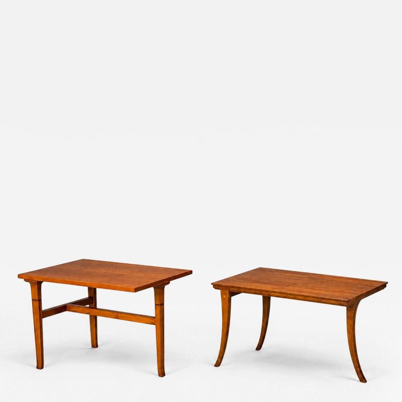 T H Robsjohn Gibbings T H Robsjohn Gibbings Rare Trapeza End Tables Walnut Greece 1937