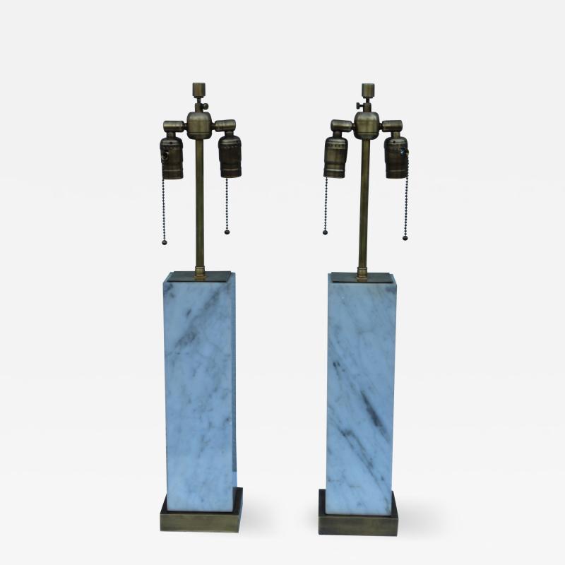 T H Robsjohn Gibbings T H Robsjohn Gibbings Style Marble And Brass Table Lamps