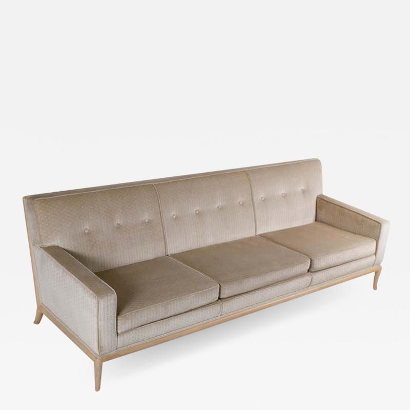 T H Robsjohn Gibbings T H Robsjohn Gibbings Three Seat Sofa Custom Bleached Walnut Frame Widdicomb