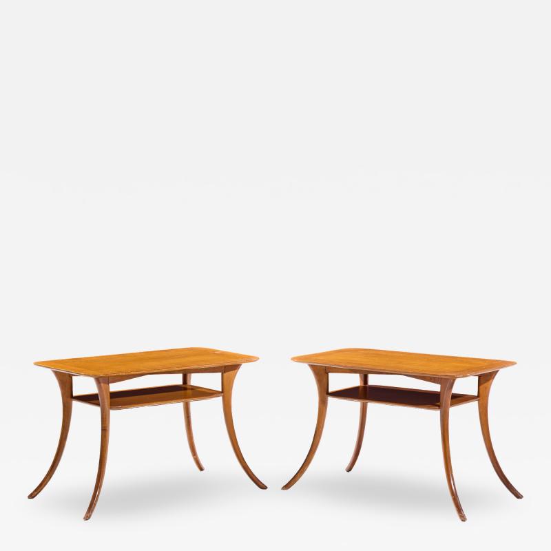 T H Robsjohn Gibbings T H Robsjohn Gibbings for Widdicomb Bleached Mahogany Sabre Side Tables Pair
