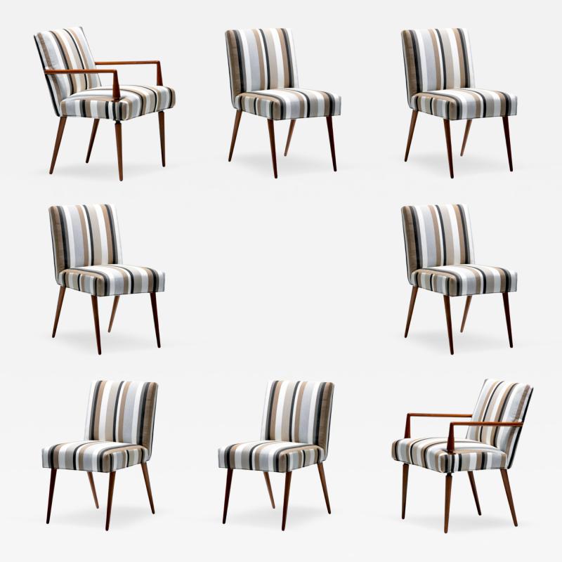 T H Robsjohn Gibbings T H Robsjohn Gibbings for Widdicomb Dining Chairs in New Striped Upholstery