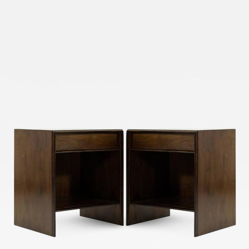 T H Robsjohn Gibbings T H Robsjohn Gibbings for Widdicomb Walnut Nightstands ca 1956