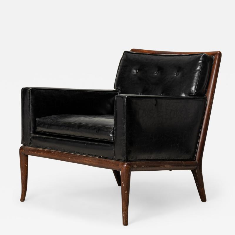 T H Robsjohn Gibbings T H Robsjohn Gibbings for WiddicombAmericanBlack Tufted Leather Lounge Chair