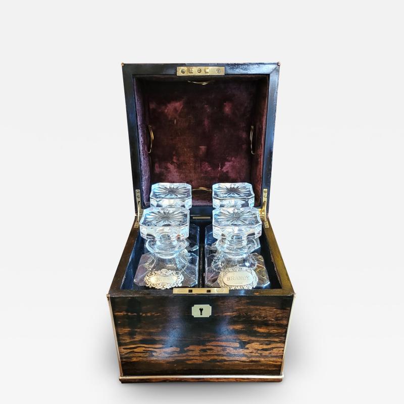 T K Austin Co 19C Irish Coromandel Wood Campaign Decanter Box