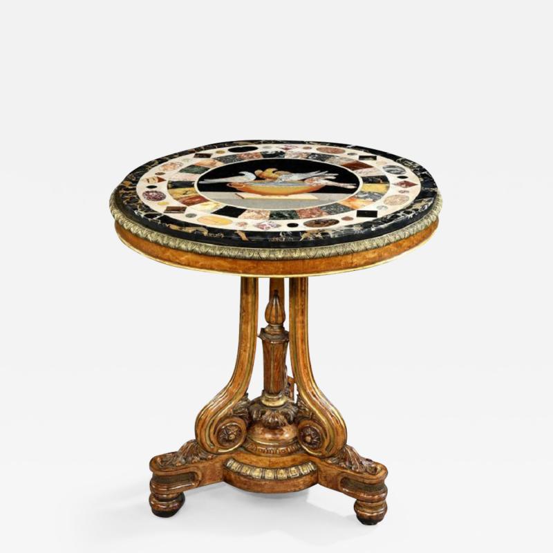 T Seddon English Antique Regency Period Centre Circular Table With Grand Tour Marble Top