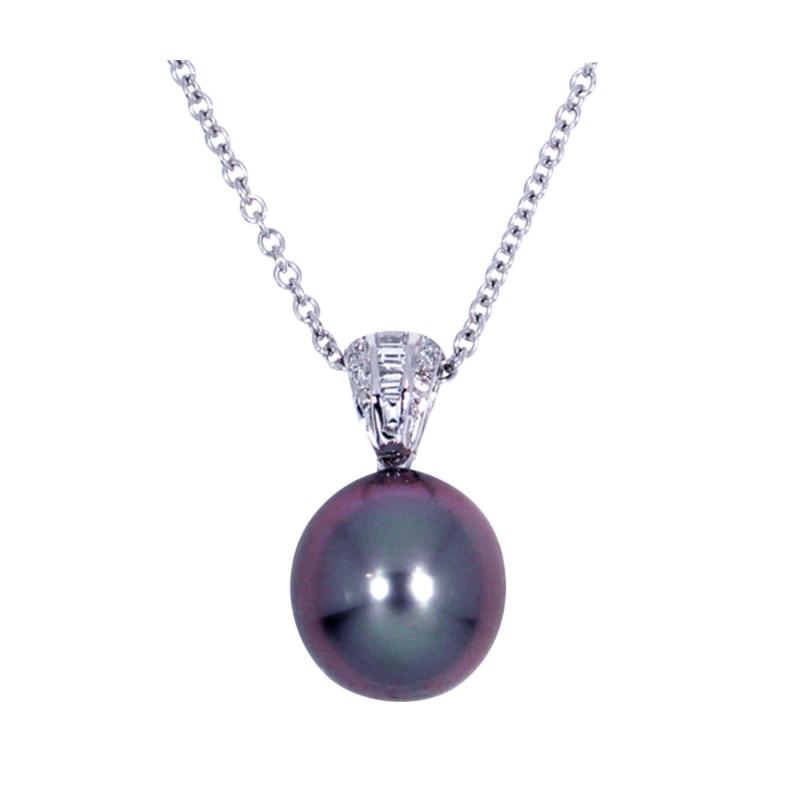 TAHITIAN PEARL AND DIAMOND PENDANT