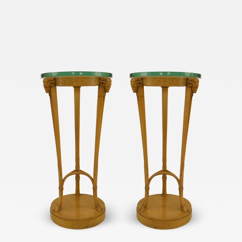 TH Robsjohn Gibbings Pair of American Art Moderne Sycamore Pedestals