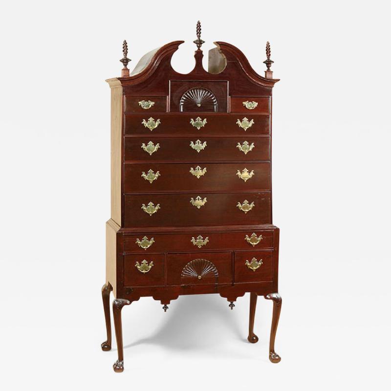 THE LOWELL THAYER FIELD FAMILIES CHIPPENDALE BONNET TOP HIGHBOY
