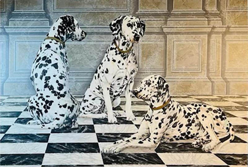 TRIO OF DALMATIANS MODERN GUSTAVIAN PAINTING