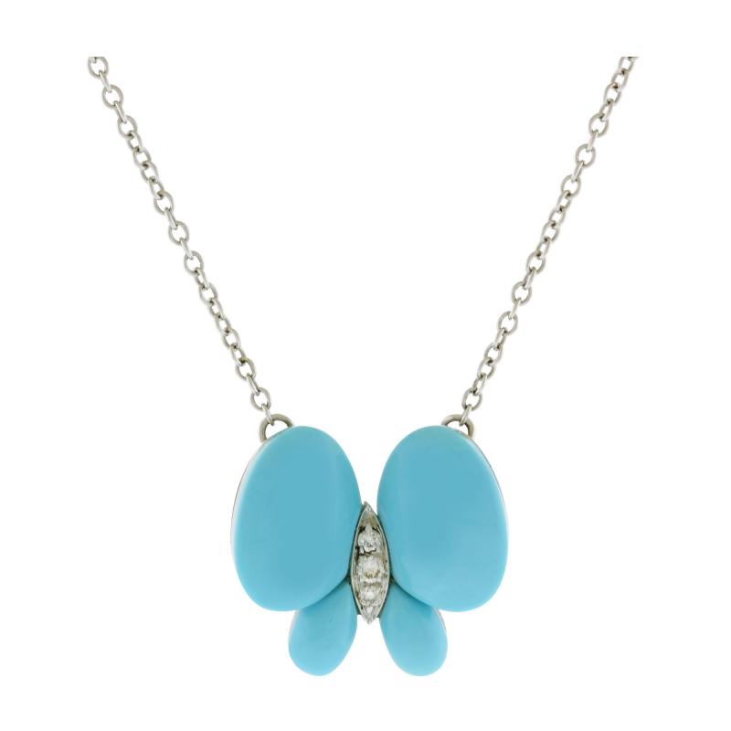 TURQUOISE BUTTERFLY AND DIAMOND NECKLACE