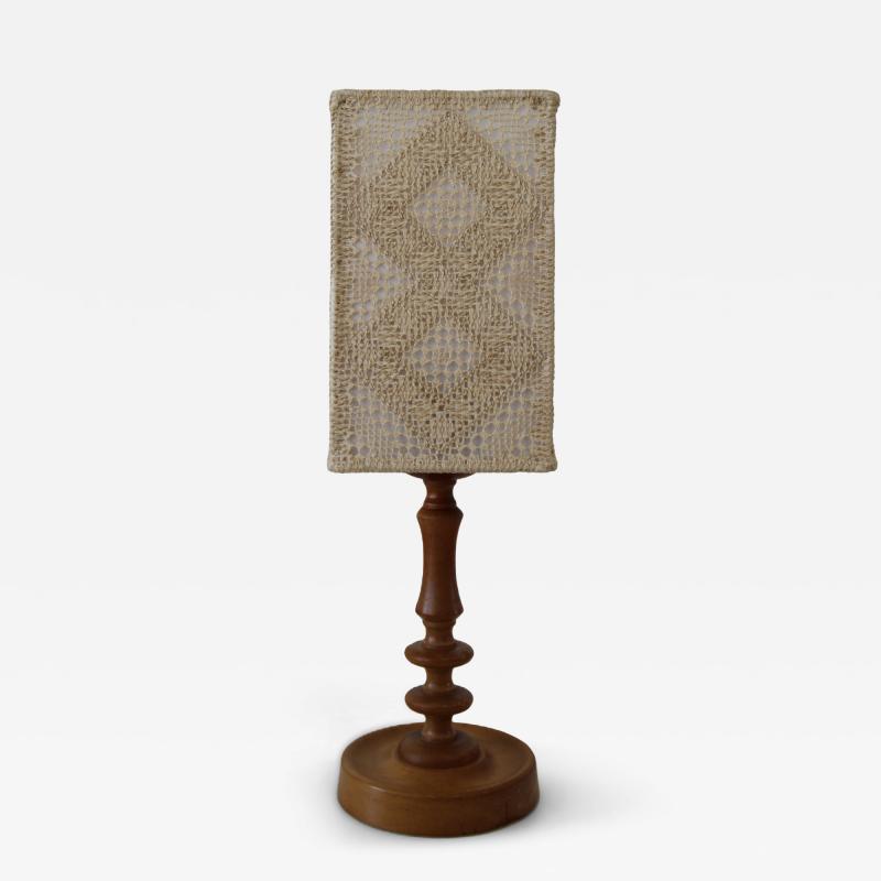 Table Lamp with Embroidered N vers m Shade Sweden 1960 1970