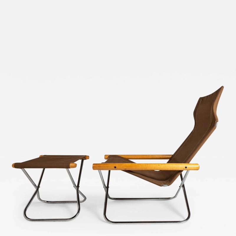 Takeshi Nil NY Folding Chair and Ottoman by Takeshi Nii Japan c 1950s