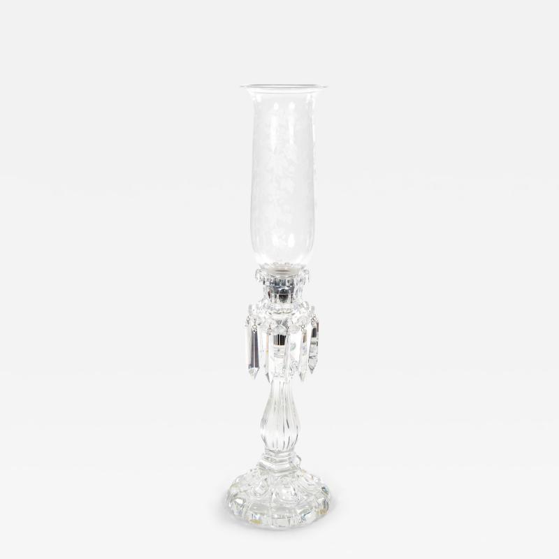 Tall Antique Signed Saint Louis Cut Crystal Lustres Candlestick with Shade