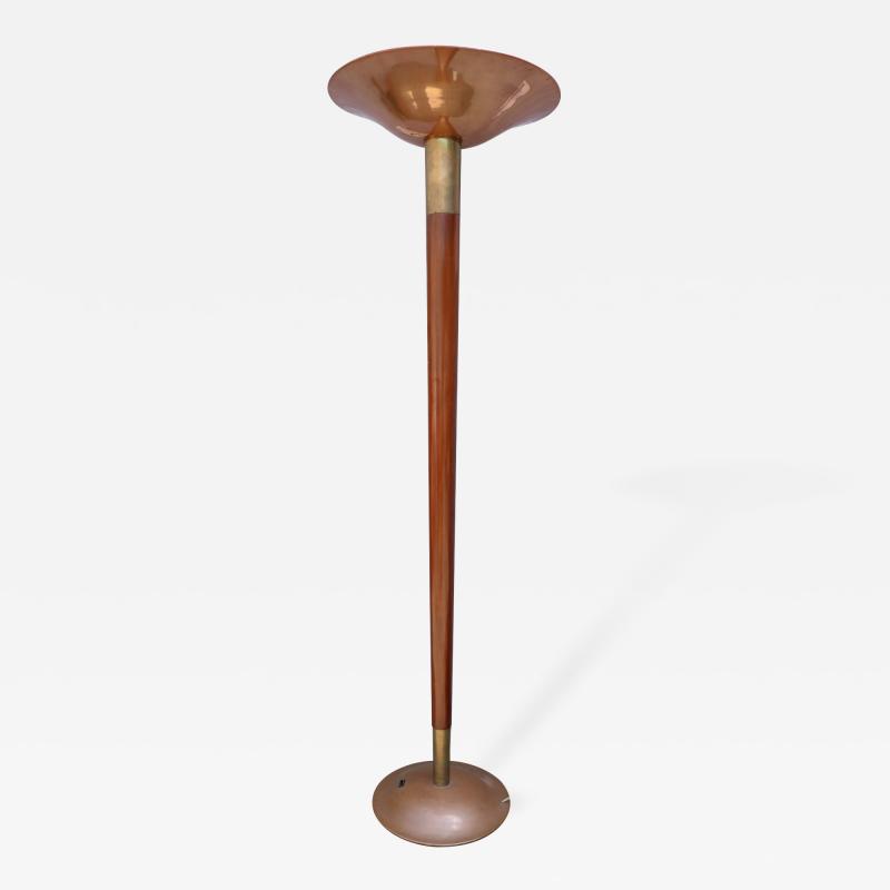 Tall Brass and Copper 1960s Floor Lamp