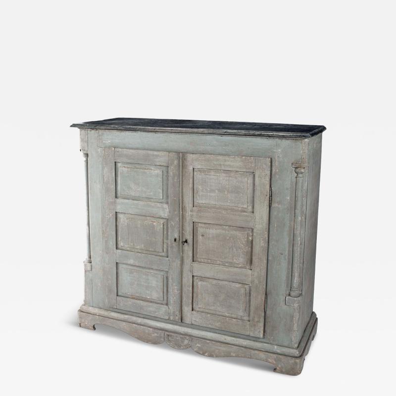 Tall Gray Painted Swedish Buffet