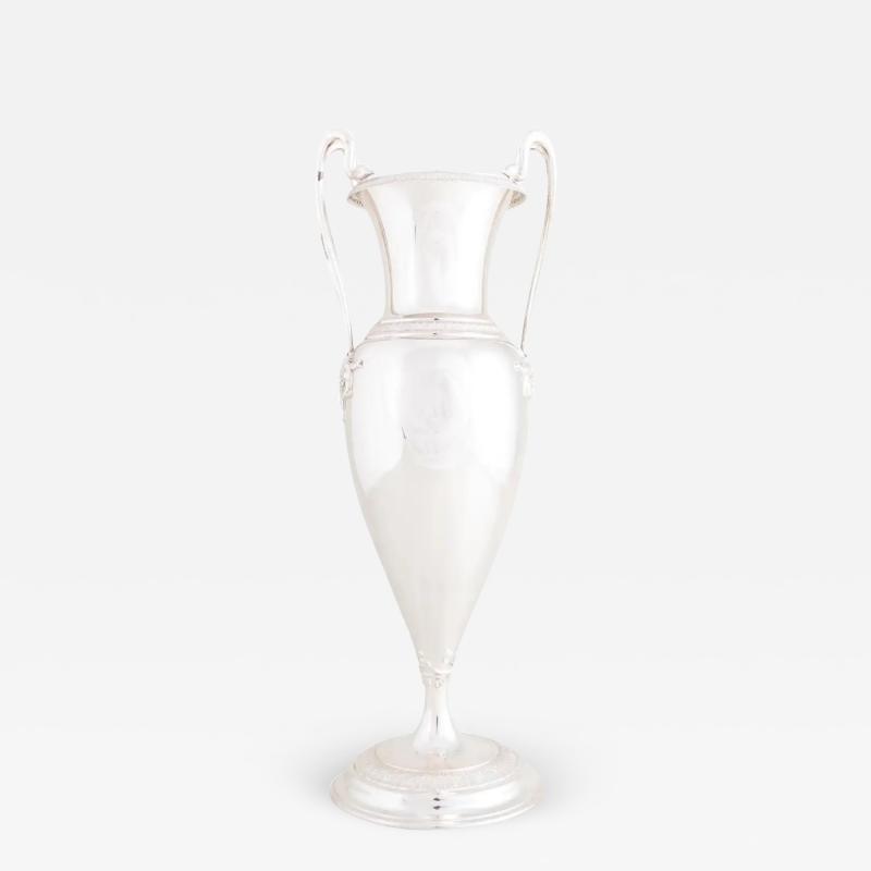 Tall Tiffany Sterling Silver Doubled Handled Side Handles Decorative Vase