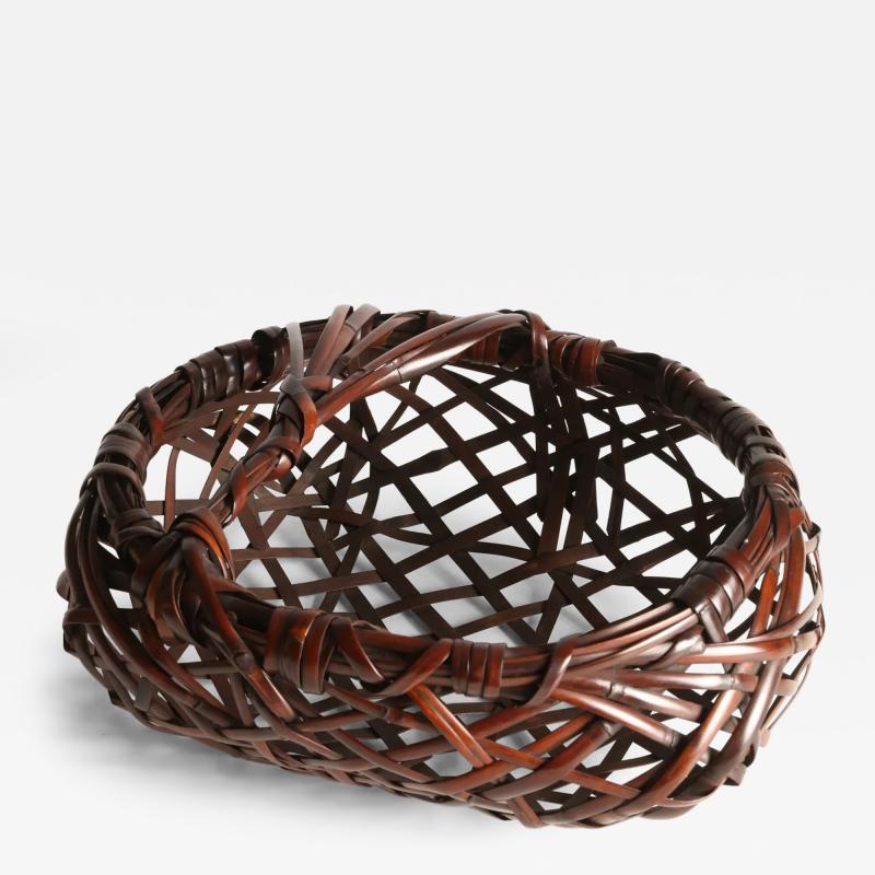 Tanabe Chikuunsai II Oceans of Good Fortune Handled Flower Basket 1970s