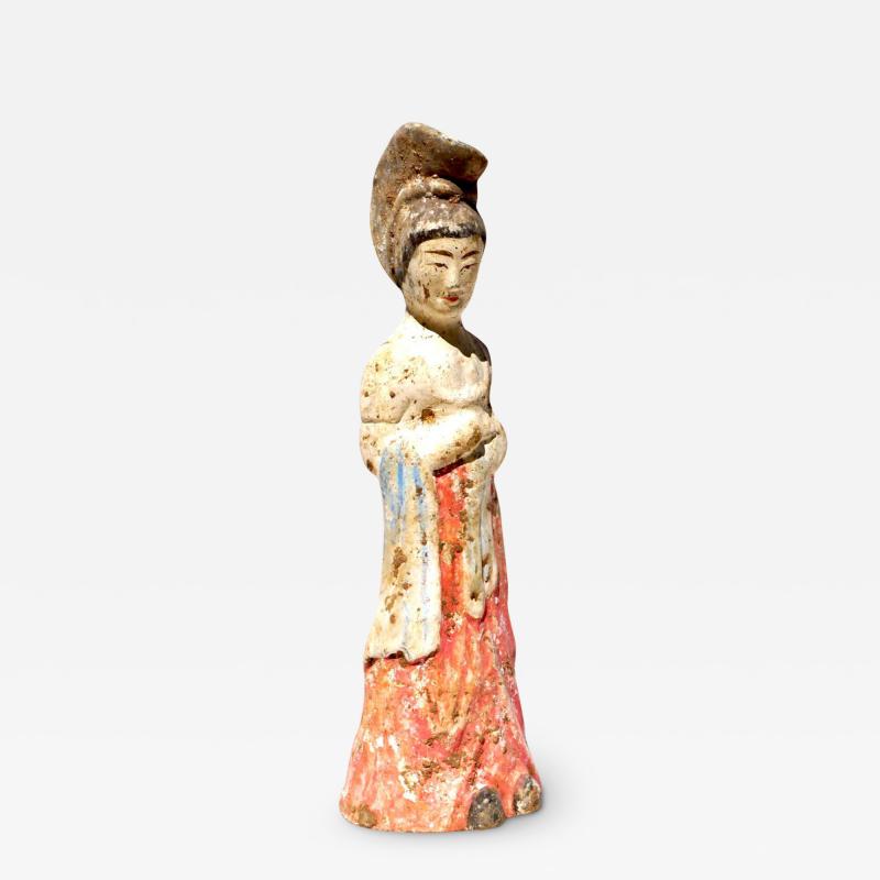 Tang Dynasty Paited Terracotta Female Attendant