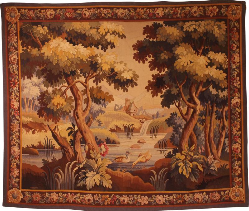 Tapestry Signed Aubusson 2m10 By 1m80 Called Verdure