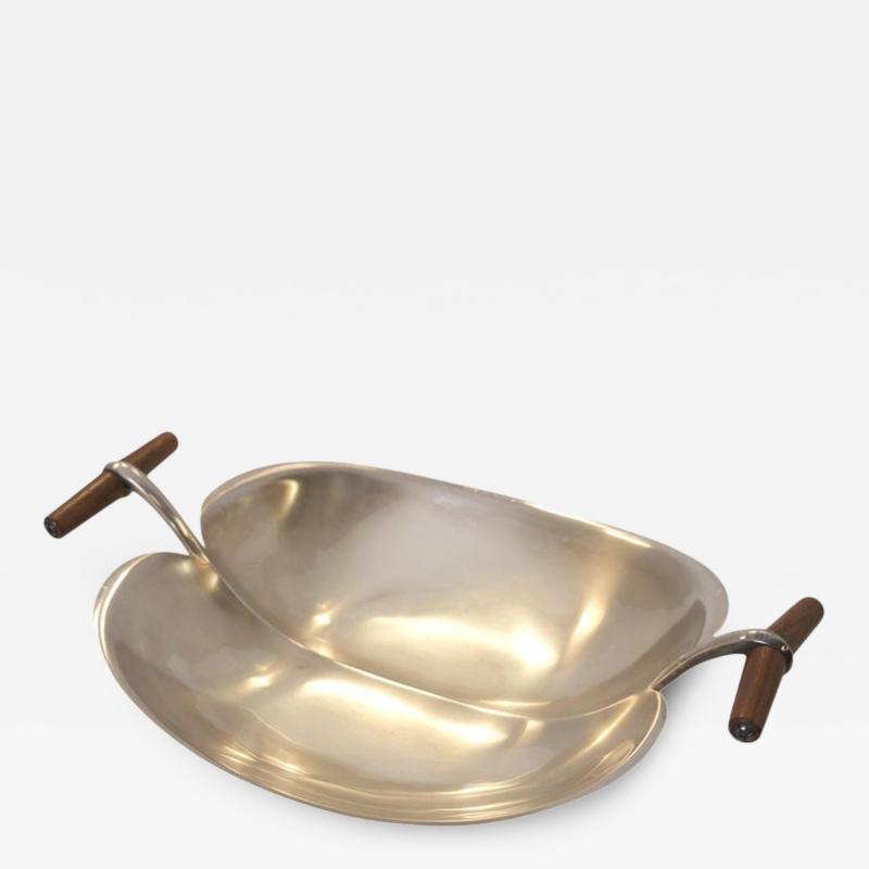 Tapio Wirkkala Tapio Wirkkala Dish TW 58 in Sterling Silver Teak Handles Kultakeskus 1966