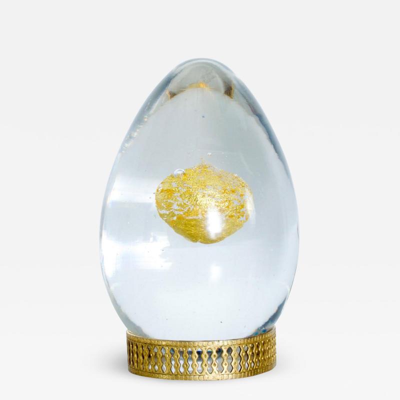 Tapio Wirkkala Tapio Wirkkala For Venini Glass Art Egg Sculpture with Gold Italy